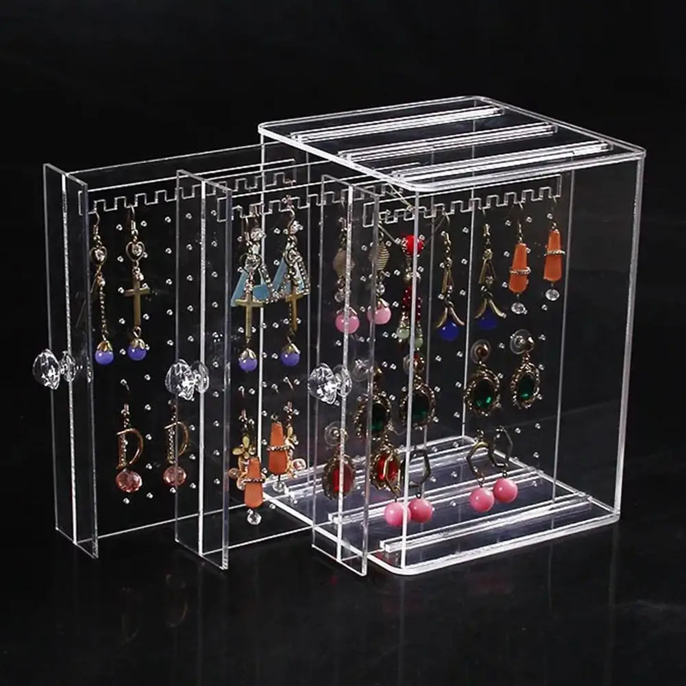

HobbyLane 3 Layers Fashion Transparent Acrylic Jewelry Display Rack Girl Earrings Necklace Organizer Drawer Storage Box