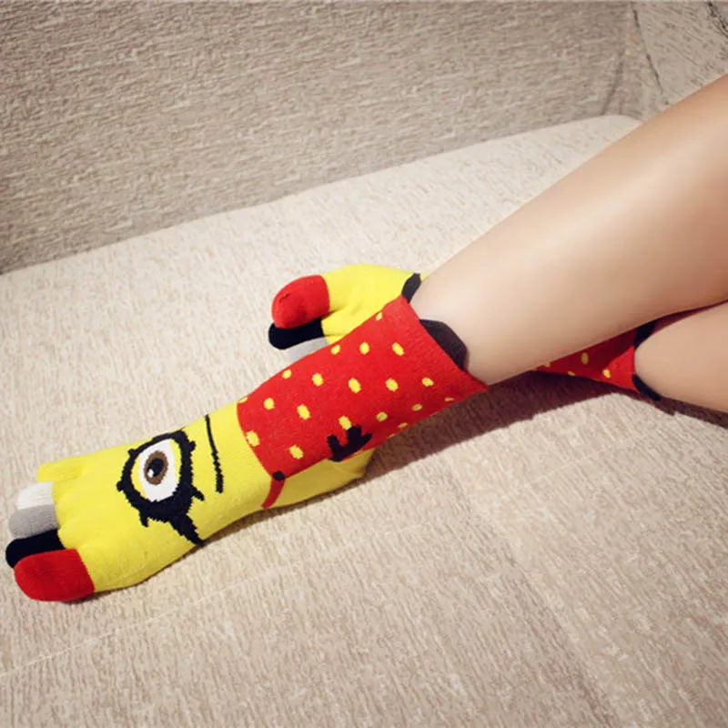 Маленькие желтые носки для влюбленных с пятью пальцами мужские и женские спортивные носки высококачественные удобные парные Носки дышащие женские носки