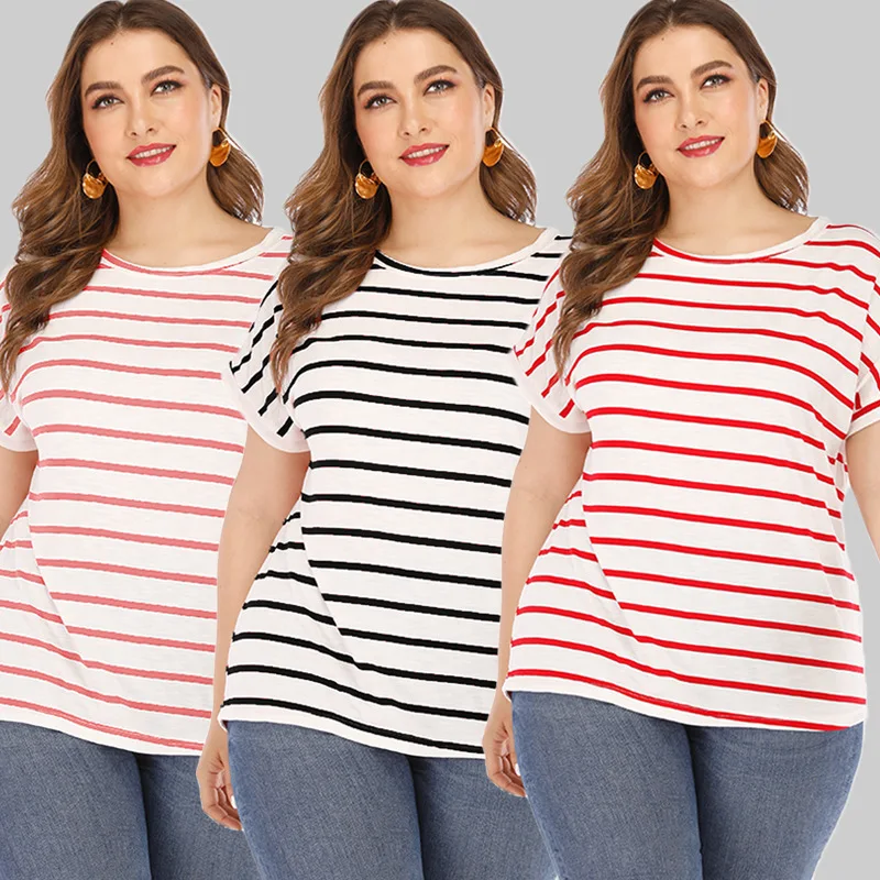 2019 الصيف زائد حجم إمرأة القطن شريط تي شيرت أزياء السيدات الشارع الشهير أمي زوجة قمم كبيرة الحجم قمم الشارع الشهير تيز 2019 الصيف زائد حجم إمرأة القطن شريط تي شيرت أزياء السيدات الشارع الشهير أمي زوجة قمم كبيرة الحجم قمم الشارع الشهير تيز