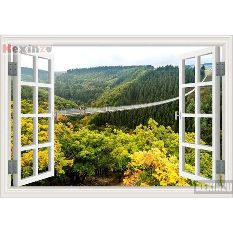 

kexinzu Full Square/Round 5D Diy Diamond Painting Cross Stitch "Window Scenery " Diamond 3D Embroidery Mosaic Home Decor 009