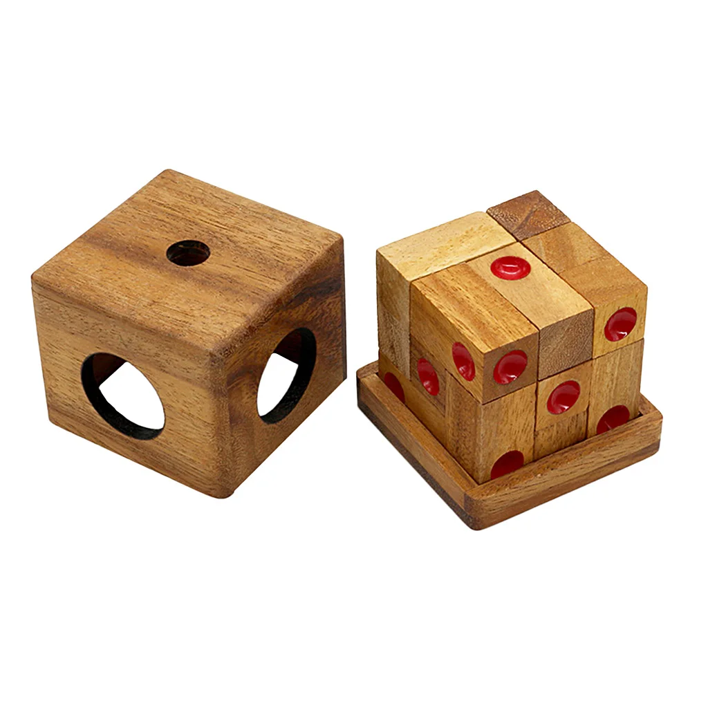 Kids Classic Interlocking Brain Teasers Wood 3D Domino Dice Puzzles Game Toy Birthday Gift for Adults Children