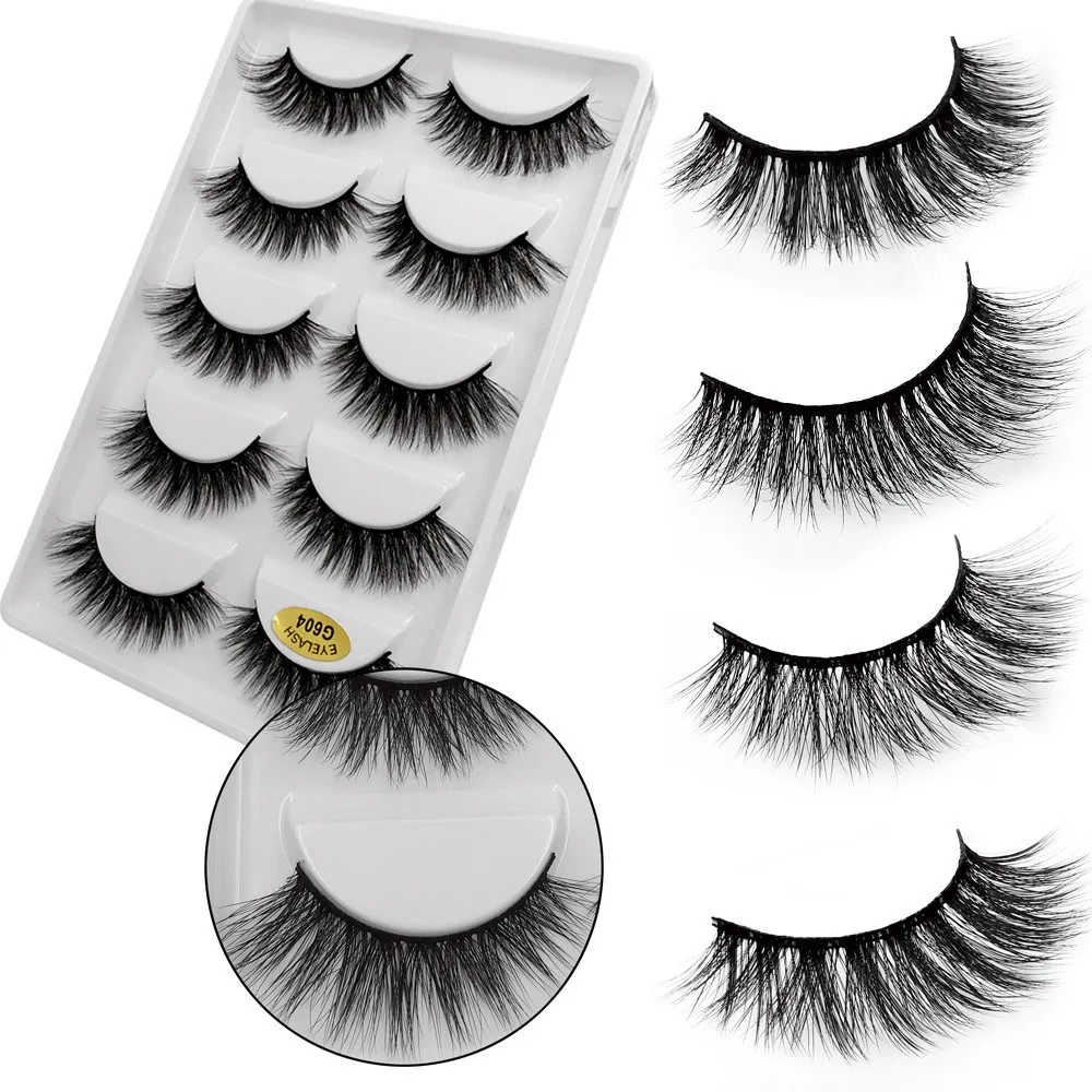 

5 Pair 3D Natural Thick False Fake Eyelashes Eye Lashes Makeup Extension natural faux mink lashes magnetic eyelashes #05