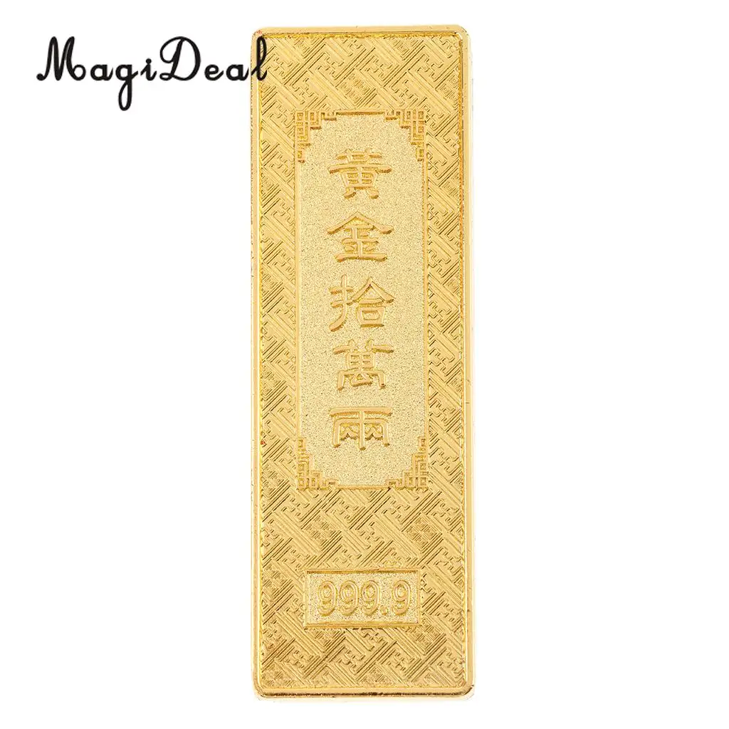 Chinese Feng Shui Lucky Fake Gold Bar Bullion Art Crafts Decoration with Box