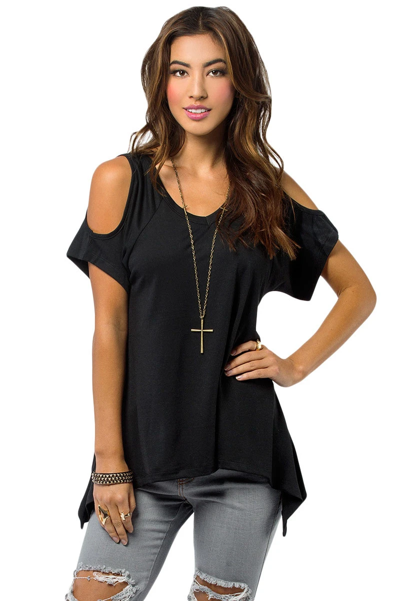 cold shoulder swing tops