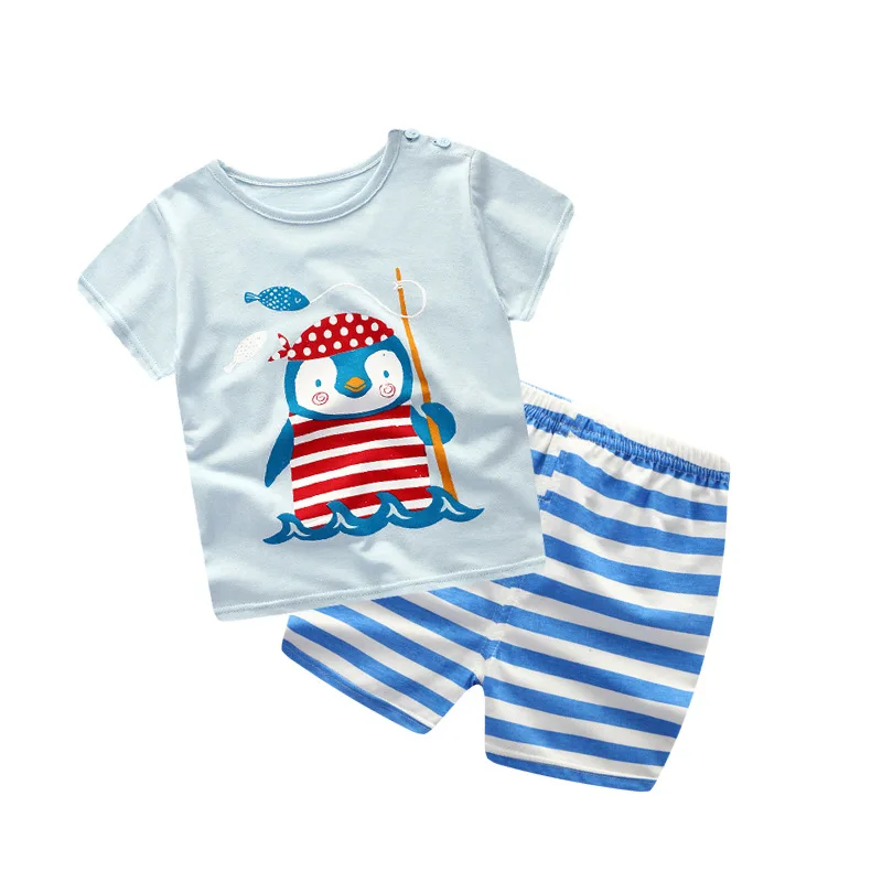 Хлопковые детские комплекты Одежда для маленьких мальчиков комплекты детской одежды летняя одежда для маленьких девочек Футболка с милым Китом+ шорты - Цвет: Style 15