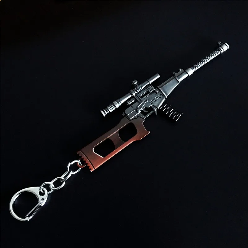 Новое поступление, брелок для ключей с изображением игры PUBG, модель пистолета, AWM, AKM, оружие, брелок, винтажные из металлического сплава, брелки, держатели для ключей для Player'S Gigt - Цвет: E