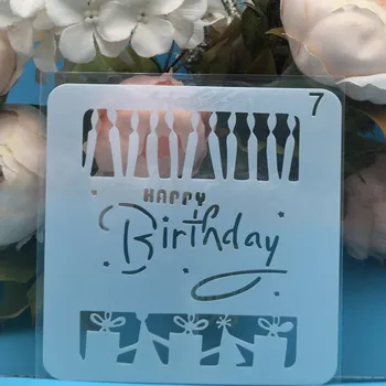 

1Pcs 15cm Happy Birthday Candle DIY Layering Stencils Wall Painting Scrapbook Coloring Embossing Album Decorative Card Template