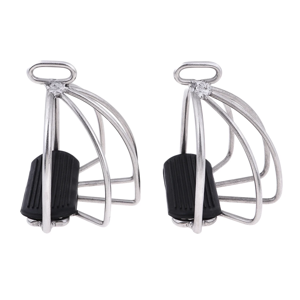 STAINLESS STEEL ENDURANCE FLEX RIDE CAGED SAFETY STIRRUPS EQUESTRIAN