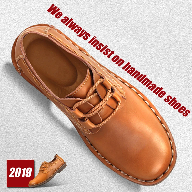 ZFTL New Men Casual shoes men's Handmade business shoes Genuine Leather lace-up male loafers Wear-resistant and breathable 031