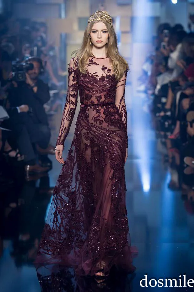 Buy 2017 Luxury lace sequins burgundy prom dresses