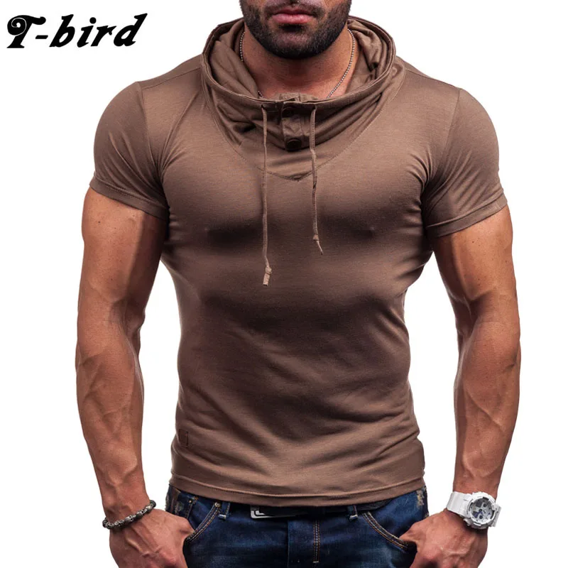 uhøjtidelig aflevere Udled T-bird Brand 2018 Male Slim Fit T Shirt Heap Collar Mens Cotton Short  Sleeve T-Shirts Men Summer Tee Casual Tshirt Men XXL RSIJD