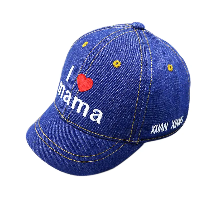 

Spring And Summer Fashion New Style Children Short Brim Denim Letters Baseball Cap I Love MaMa Visor Hat For Kids Children's Cap