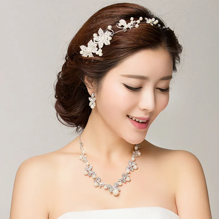 Elegante de Prata Tiara Pérola Headband Do Cabelo de Cristal Cabeça Cadeia de Jóias Acessórios Do Cabelo Do Casamento Romântico vestidos de Noiva Cocar (8)