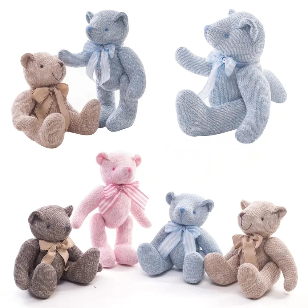 Новые высококачественные с бантом плюшевые игрушки Вязание плюшевый медведь Кукла Kawaii маленькие плюшевые игрушки мягкие пушистые Медведи Куклы Игрушки 28 см