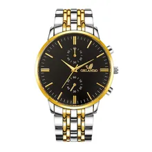 ORLANDO мужские наручные часы роскошные кварцевые деловые мужские часы Металлические Мужские часы relogio masculino
