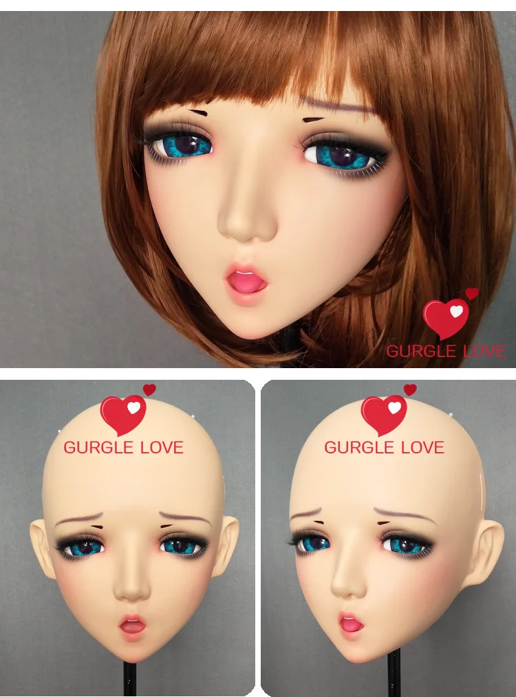 (GL090) Sweet Girl Resin Half Head BJD Kigurumi Mask With Eyes Cosplay Anime Role Lolita Mask Crossdress Doll