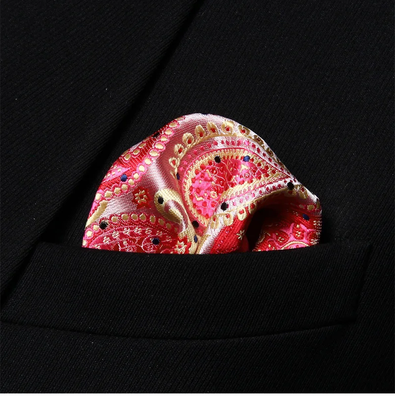 HP706K Розовый Бежевый Пейсли мужской Шелковый вечерние модный мужской Карманный платок квадратный Hanky