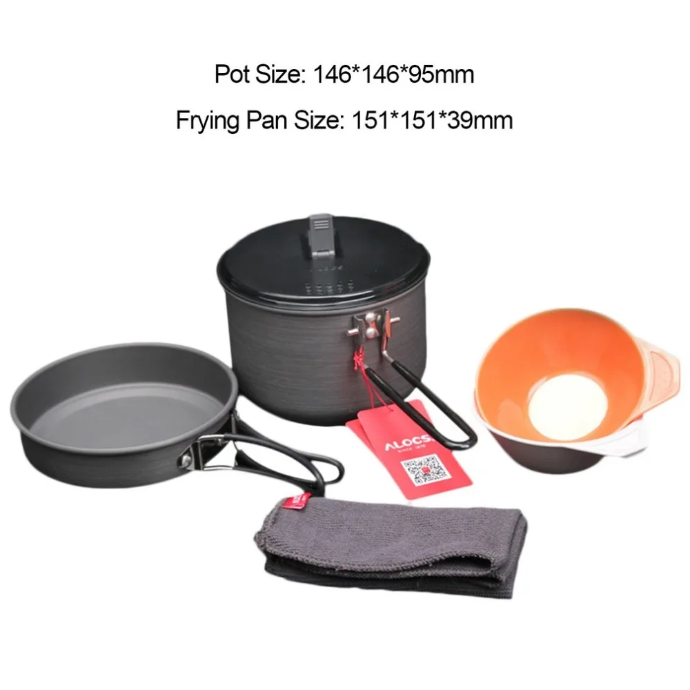 Alocs cw-c26 calentamiento rápido acampar al aire libre Utensilios de cocina camping pot tazón sartén set supervivencia al aire libre Herramientas para 1- 3 personas caliente