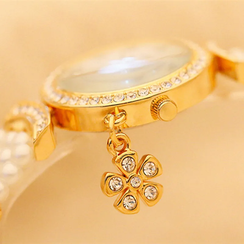 Reloj mujer Лидирующий бренд Роскошные наручные часы женские часы золотой ремешок из жемчуга женские часы алмазные элегантные женские часы