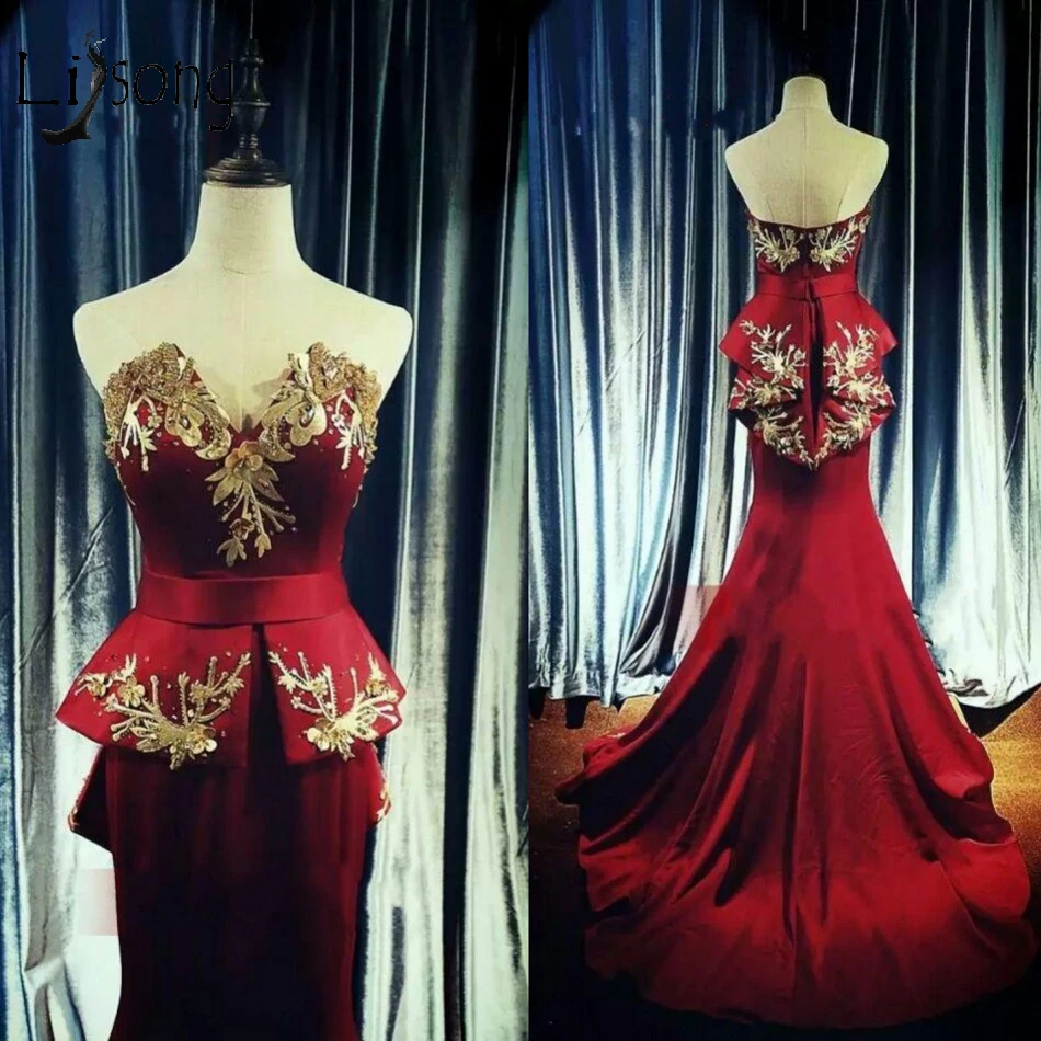 red dress with gold embroidery