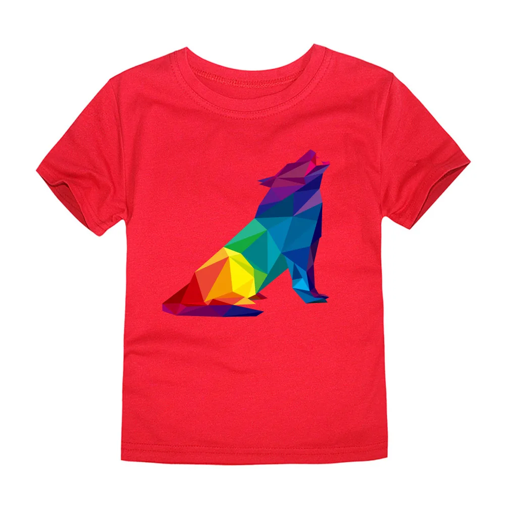 3 Детские футболки с цифровым принтом Футболка для мальчиков детская футболка с изображением волка детская одежда футболки с короткими рукавами, топы для девочек