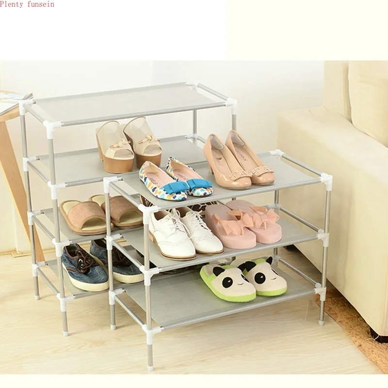 جديد الفولاذ المقاوم للصدأ النسيج تخزين حذاء رف المدخل مجلس الوزراء حامل مُنظِم 2/3/4/5/6 طبقات تحديد الجرف DIY المنزل الأثاث