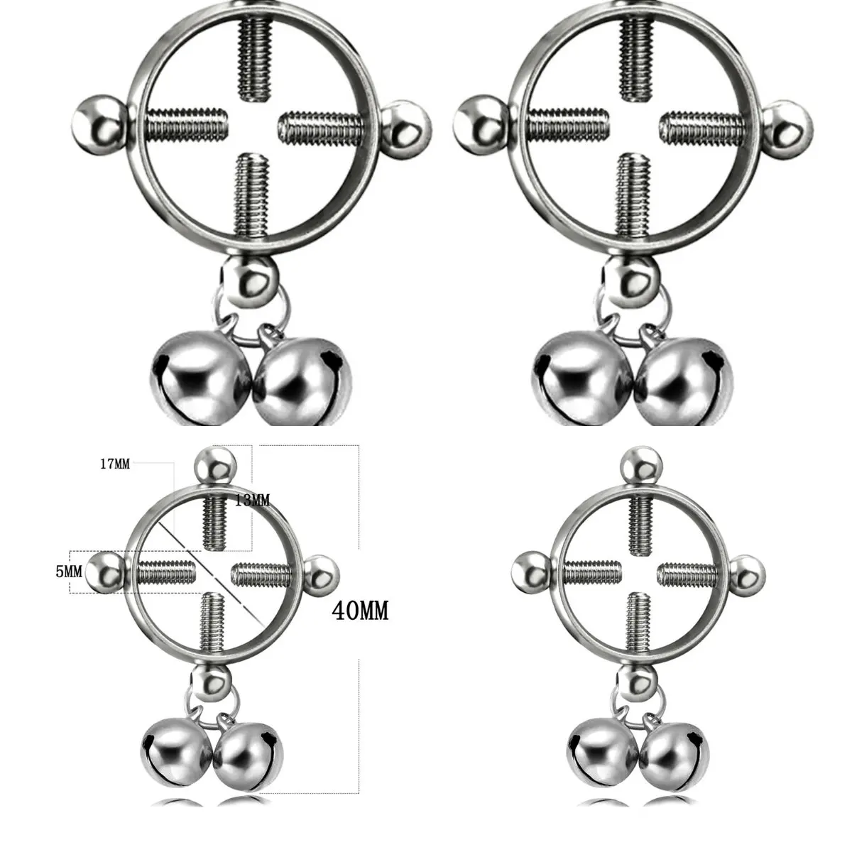 

1/2 Pcs Piercing Jewelry Women Body Piercing Breast Nail Screw Bell Pendant Fake Nipple Ring Jewelry Stainless Steel Piercing