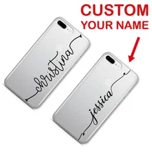 Para iPhone 5 6 6S XR XS Max 7 7Plus 8 8Plus X 11 Pro Max personalizado nombre texto suave claro funda de teléfono