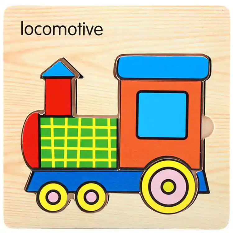 1Pcs Cartoon Wooden Animal and Transportation 3d Puzzle Jigsaw Wooden Toys For Intelligence Kids Baby Early Educational Toy 26