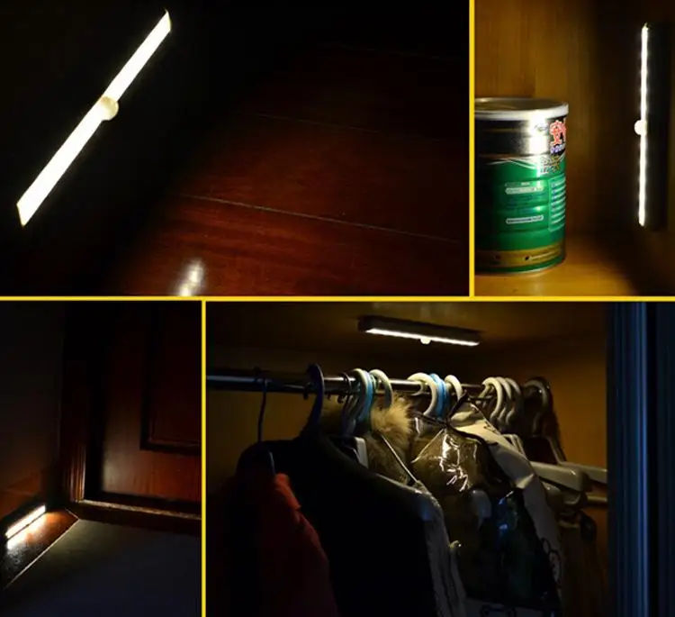 Светодиодный светильник для шкафа с датчиком движения, с USB подзарядкой, инфракрасный индукционный автоматический вкл/выкл, Ночной светильник, светильник для шкафа