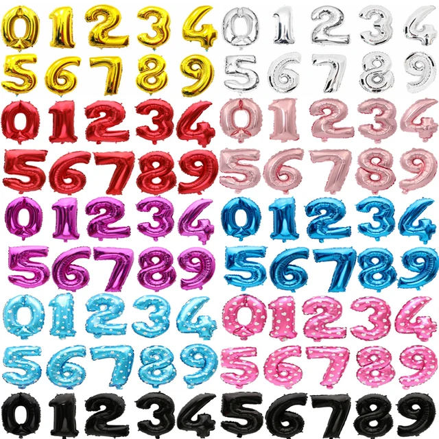 1 Pcs 16 32inch Number Balloon Gold Silver Number Aluminium Foil Balloons Accessories Happy Birthday Party Wedding 1
