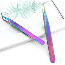 Радужные брови нержавеющая сталь tweezers клип Косметическая Красота Угловые наклонные брови горный хрусталь Дизайн ногтей удлинительные инструменты
