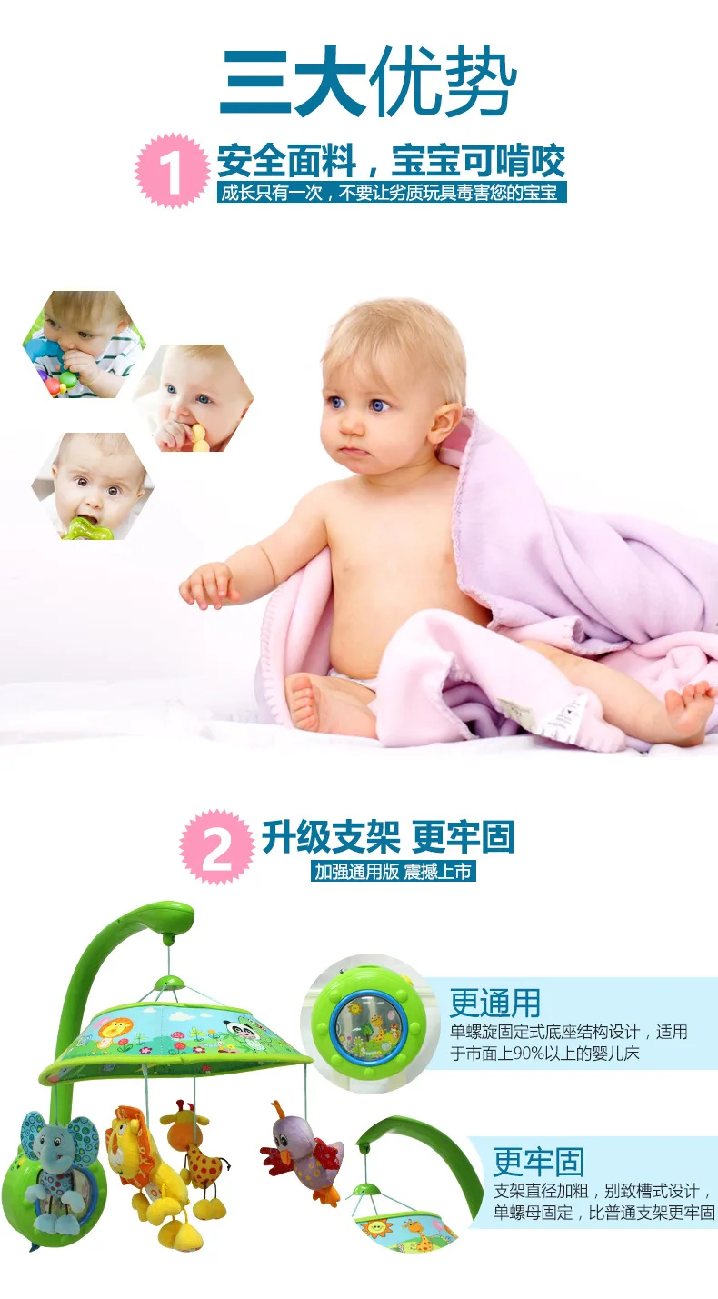 Sozzy Baby животных музыка погремушки игрушки розовый синий детская кровать колокол мобильные милые животные хобби Безопасный Детские