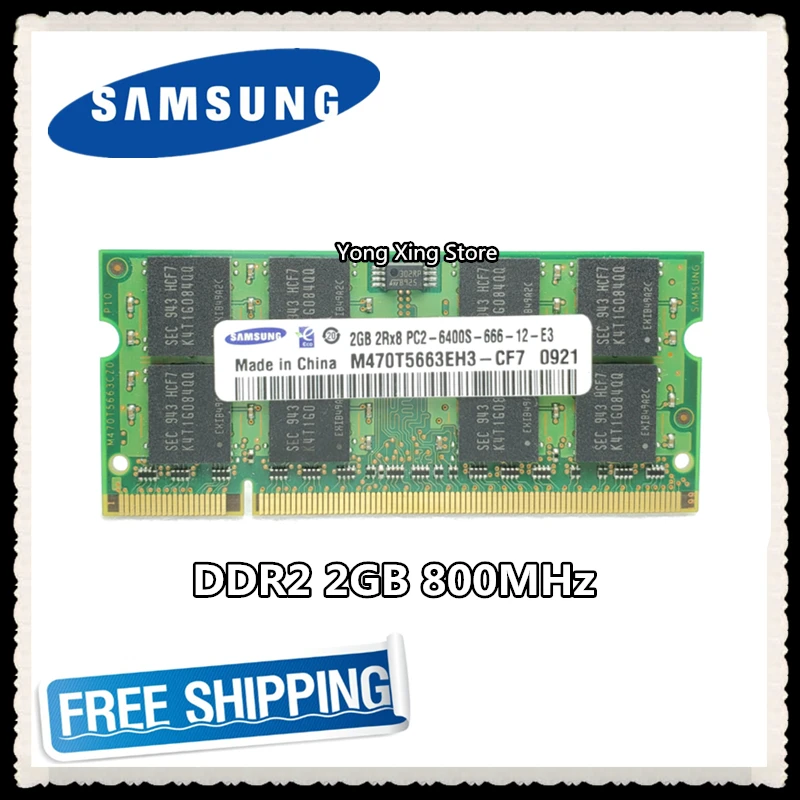 

Lifetime warranty samsung DDR2 2GB 800MHz PC2-6400S DDR 2 2G notebook memory Laptop RAM Original 200PIN SODIMM