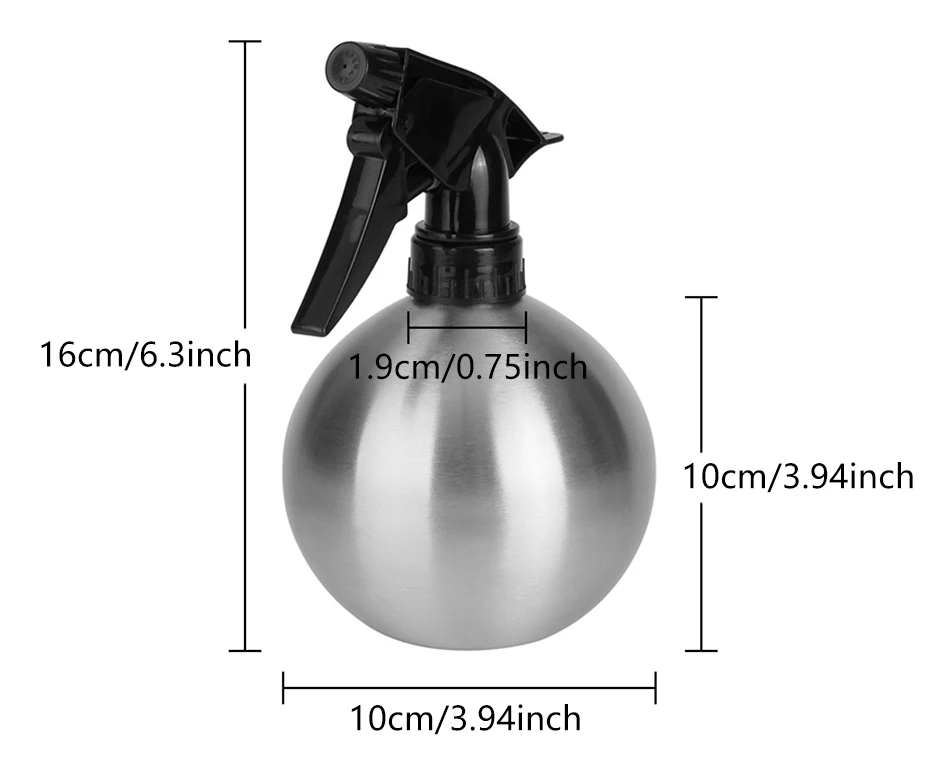 500 мл поливочная банка из нержавеющей стали Маленькая сферическая бутылка с распылителем для воды для садовой воды