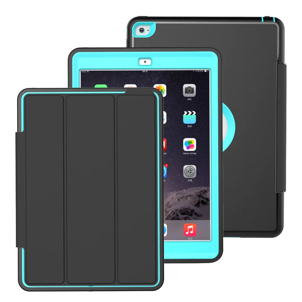 

AXBETY 3-layer Protector Case For Apple iPad 2 3 4 Case Leather Flip Folio Case For iPad 6 Air 2 Cover Auto Sleep/Wake Stand