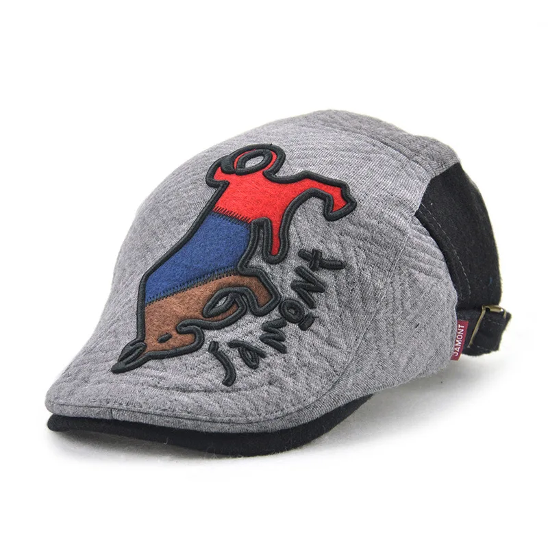 [JAMONT] зимняя детская шапка, берет для мальчиков, шляпа козырек с вышивкой, теплая шапка на плоской подошве для мальчиков, зимние детские кепки Gorras
