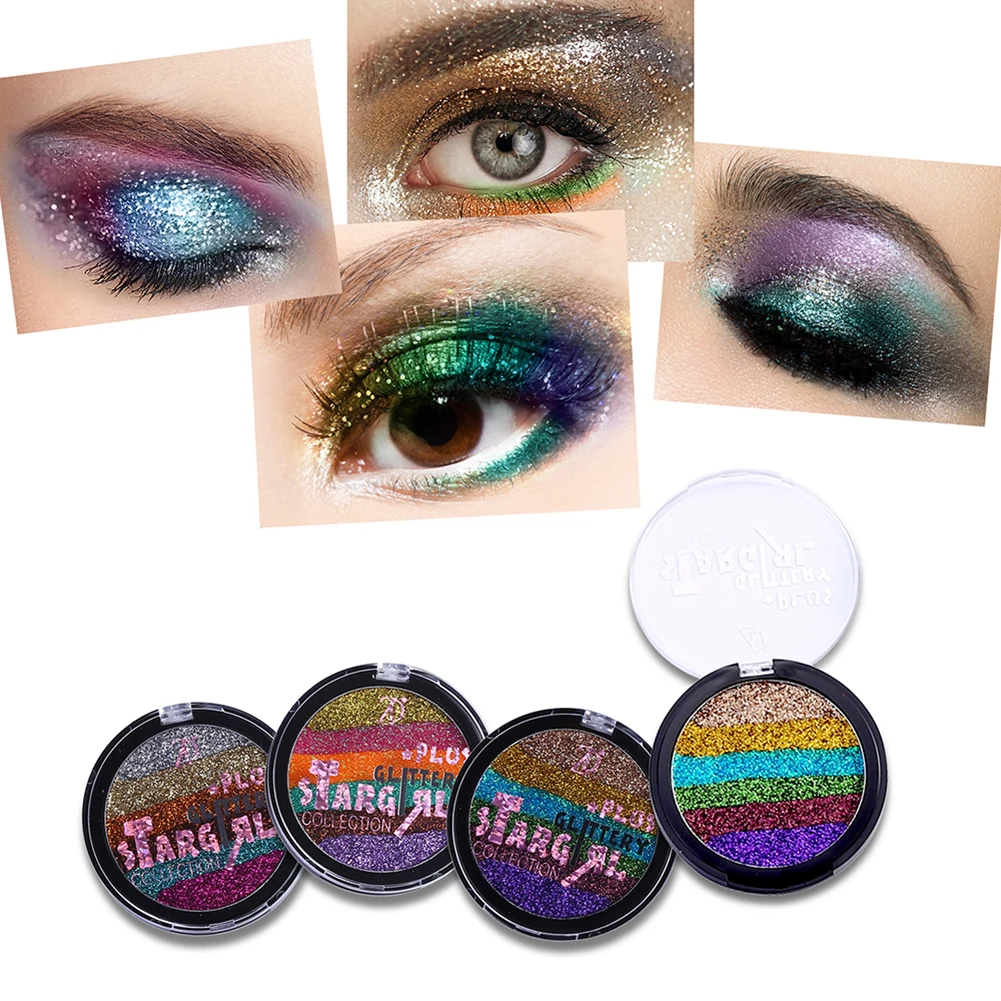Rainbow Eyeshadow Palette Glitter Women Cosmetic Shimmer Makeup Powder