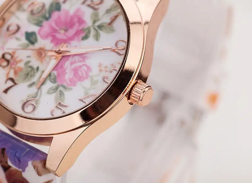 Женские часы для девочек силиконовый с цветочным рисунком повседневные кварцевые Montre Reloj de напульсник cuarzo кварцевые часы 18aug7