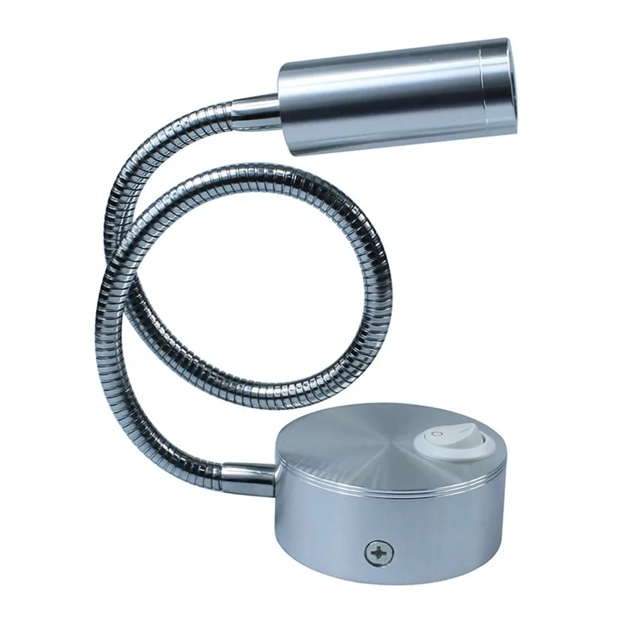 3W Silver Flexible Hose LED Modern Wall Lamp Flexible Arm Light Lamp