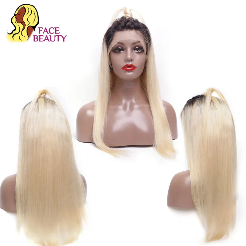 Facebeauty 1B 613 Омбре цвет Remy волосы длинные светлые кружевные передние парики