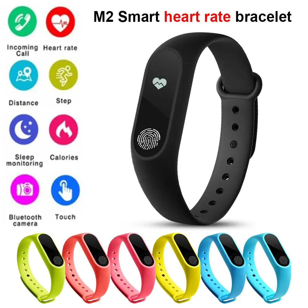 

M2 Color Screen Smart Heart Rate Blood Pressure Information Push Smart Waterproof USB Rechargeable Sports Watch