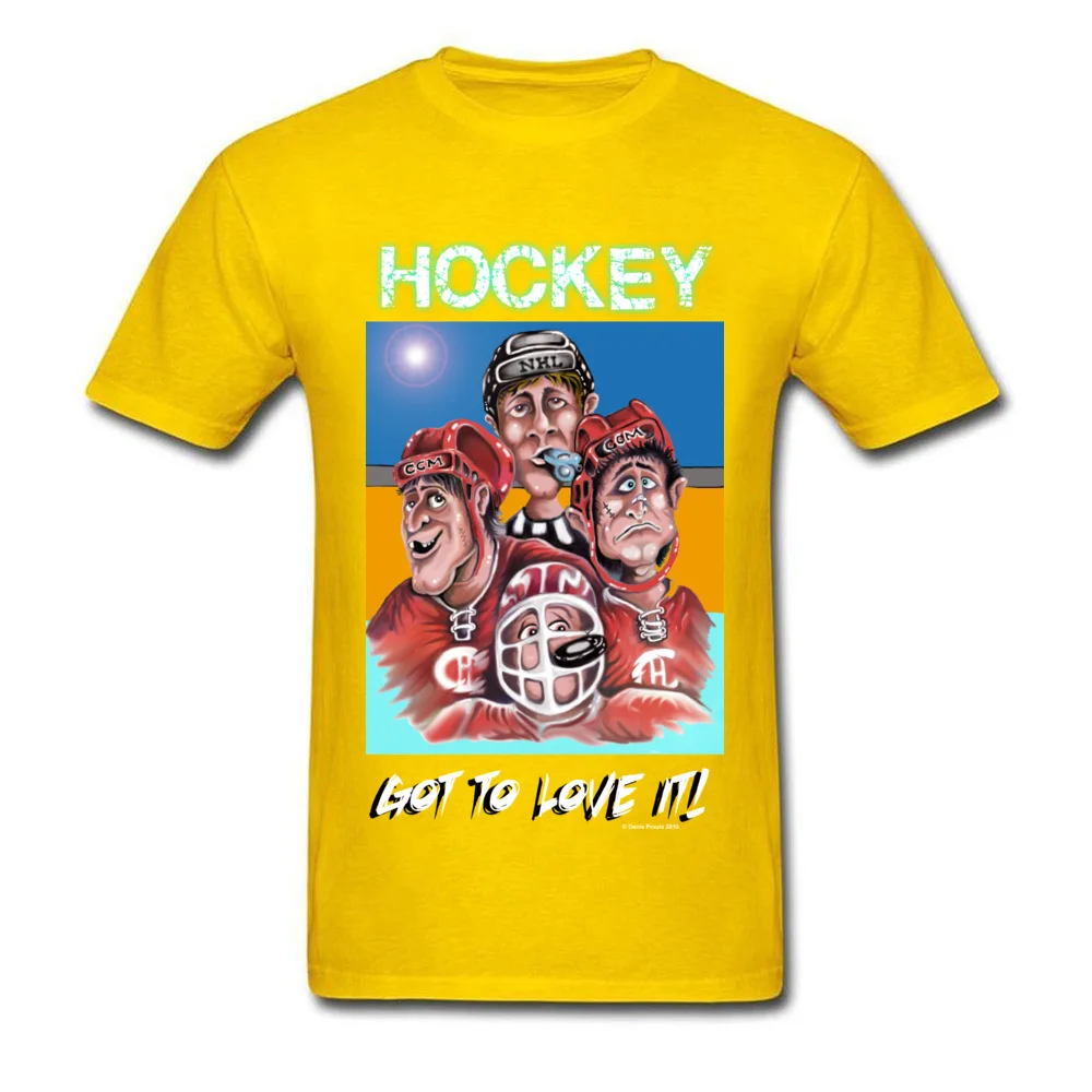 Hockey Round Collar T Shirt Summer Tops Shirts Short Sleeve 2018 Discount Cotton comfortable Tops & Tees Fashionable Mens Hockey yellow