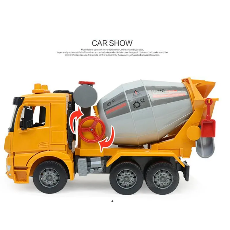 Misturador de Cimento Caminhão de Concreto Som e Luz Concreto Grande Inércia Simulação Criança Menino Brinquedo Carro Escala Caminhão Modelo Brinquedos 5 Betoneira misturadora de cimento, som de grande