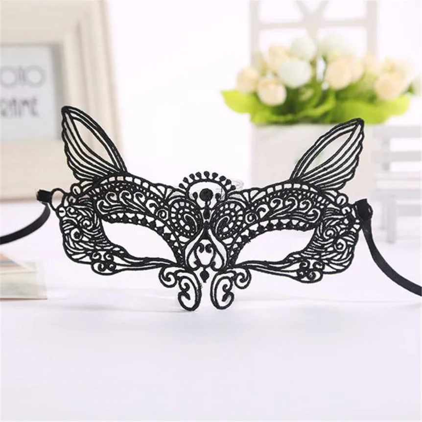 

Halloween Masquerade Sexy Lady Black White Lace Mask Hollow Out Design Cat Shape for Party Ball Dance drop Shipping ap807