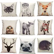 Новейшие животных печати Подушки Детские покрытия тяжелых натуральный лен Чехлы для подушек Домашний Декор Пледы Наволочки
