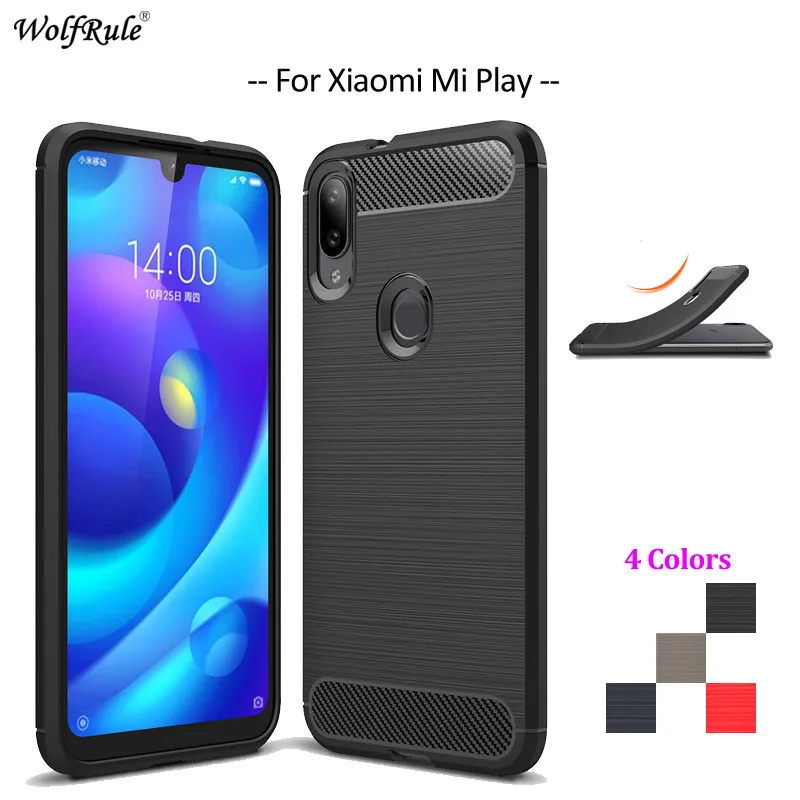 

Carbon Fiber Phone Case For Xiaomi Mi Play Case Soft TPU Back Cover For Xiaomi Mi Play Rugged Protective Phone Bumper 5.84''