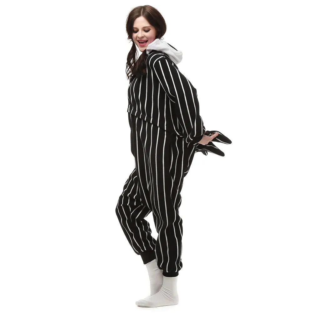 

The Nightmare Before Christmas Jack Fleece Cosplay Costume Pajamas Party Onesies Halloween Fancy costume One-Piece