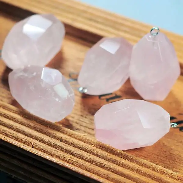 Natural Quartz Pendants Tumbled Faceted Crystal Material DIY Jewelry|f pendant|natural quartz pendantquartz pendant |