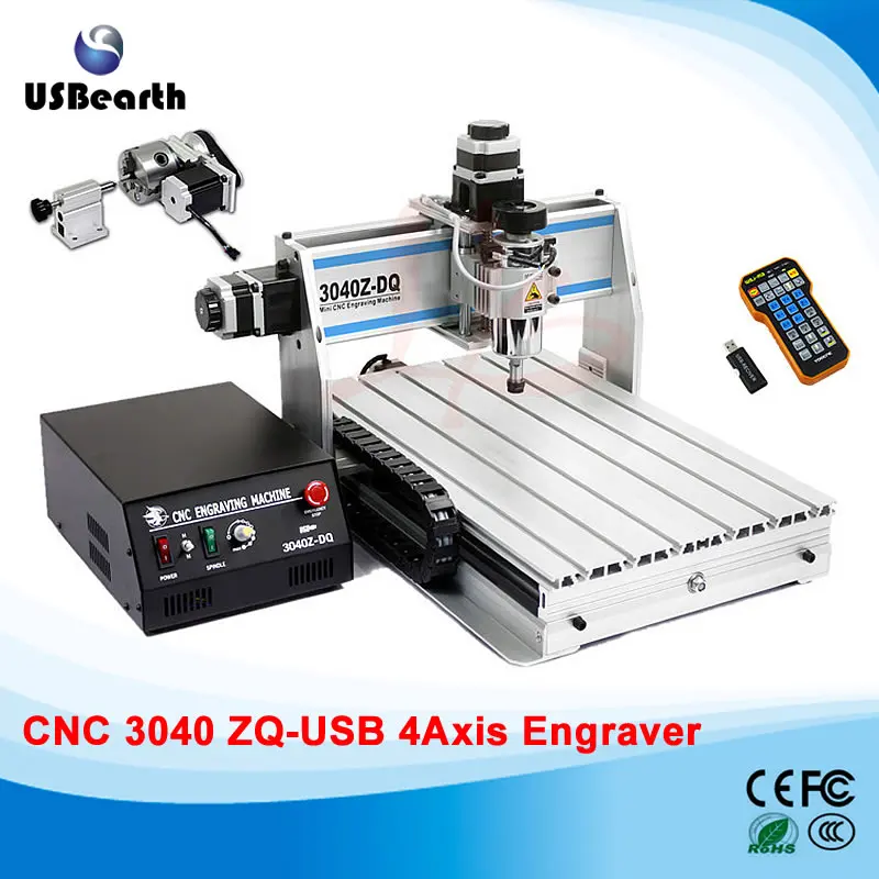 

Free tax to RU 3040Z-DQ USB 4 axis 300W mini CNC router carving machine with mach3 remote controller